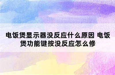 电饭煲显示器没反应什么原因 电饭煲功能键按没反应怎么修